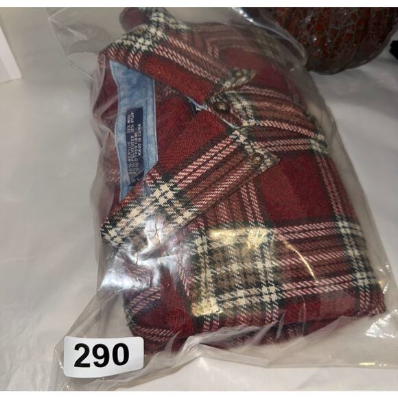 Chaps Ralph Lauren Men’s Large Plaid Flannel Shirt Red Green Tan Button Up - Picture 6 of 6